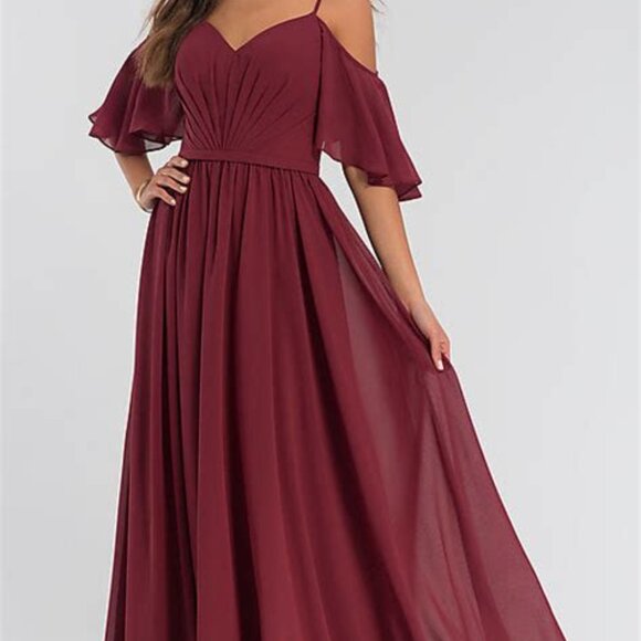 NWT Kleinfeld Sangria Cold Shoulder Dress | Style 200011 | Size 22 - Picture 1 of 7